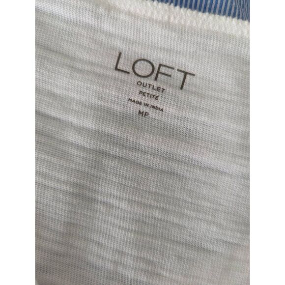 Loft Womens Top Layered Ruffled Hem Cap Sleeve White Medium Petite - Picture 7 of 8